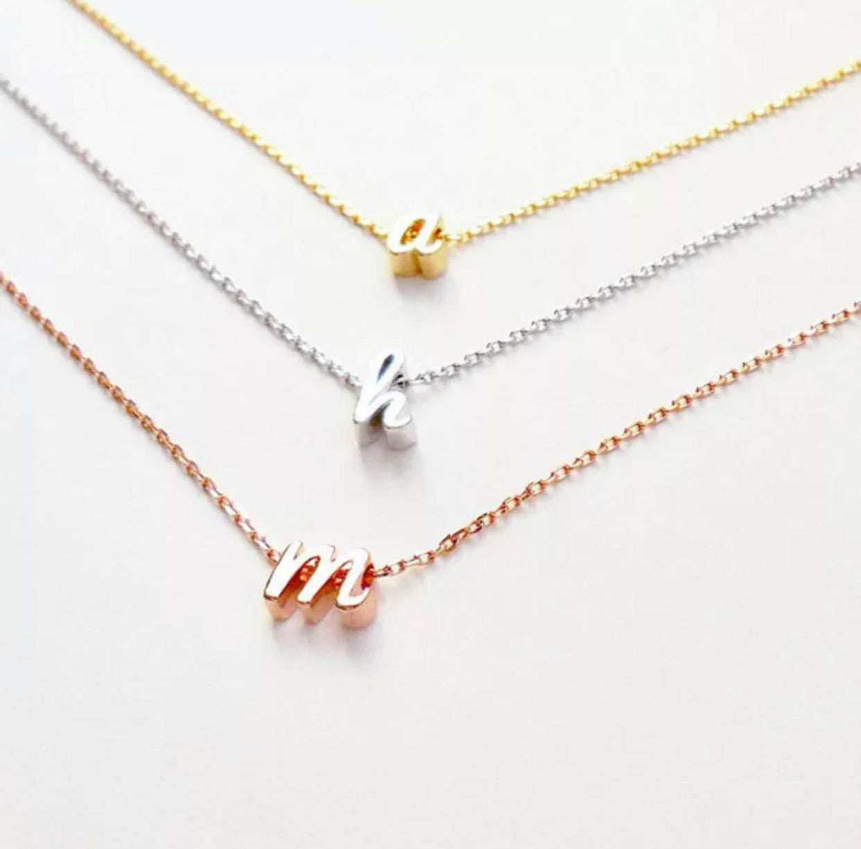Lowercase Cursive Initial Necklaces