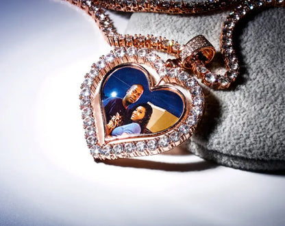 Large Custom Double Sided Heart Necklace