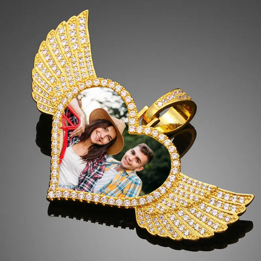 Angel Wing Custom Heart Necklace