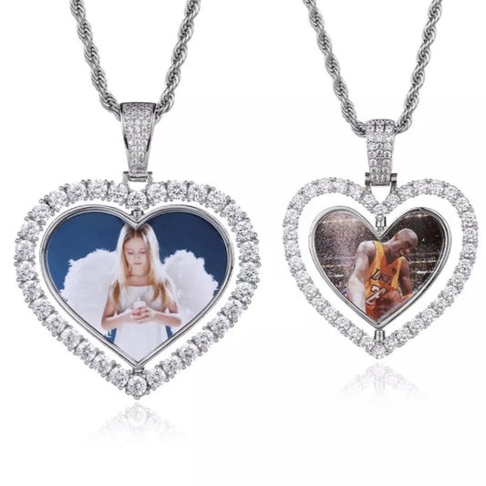 Large Custom Double Sided Heart Necklace